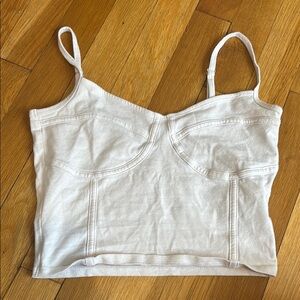 Hollister White Fitted Crop Camisole Tank Top
